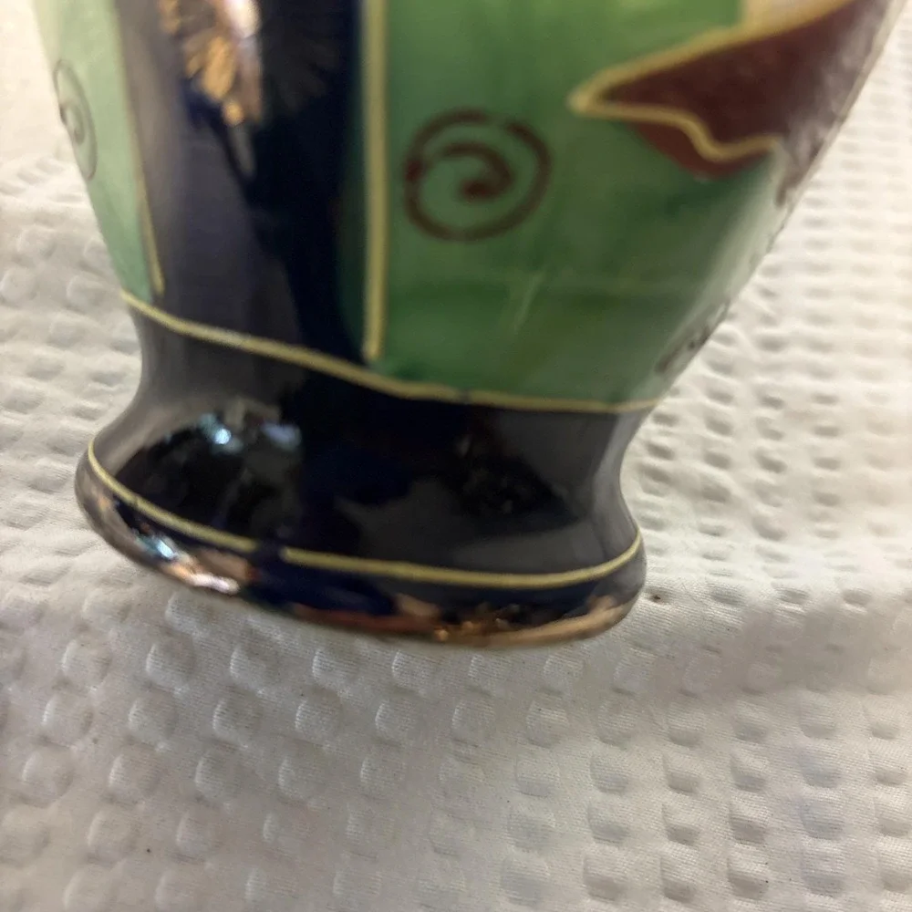 Vintage Cobalt Blue Japanese Satsuma Moriage 6